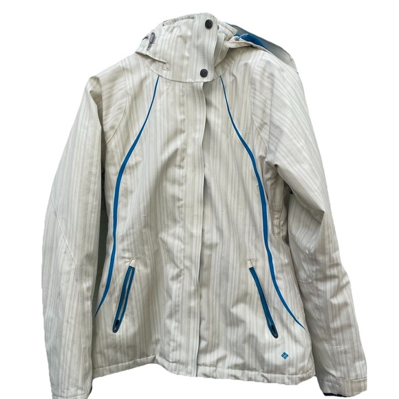 Columbia Women's Ski Parka Jacket Medium White Blue Omni-Tech  Omni-Heat - Picture 1 of 16